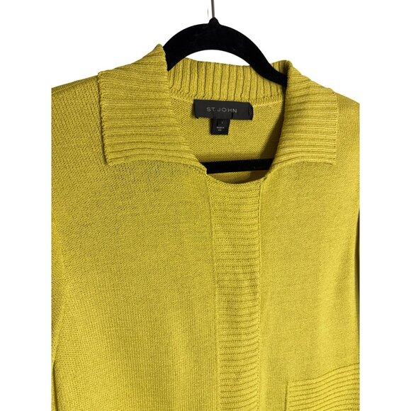St. John Collection Santana Knit Sweater Blazer Yellow-sz Large - Picture 6 of 8